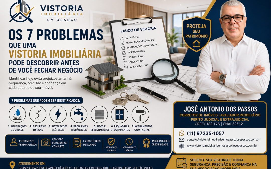 Os 7 Problemas que uma Vistoria Imobiliária Pode Descobrir Antes de Você Fechar Negócio