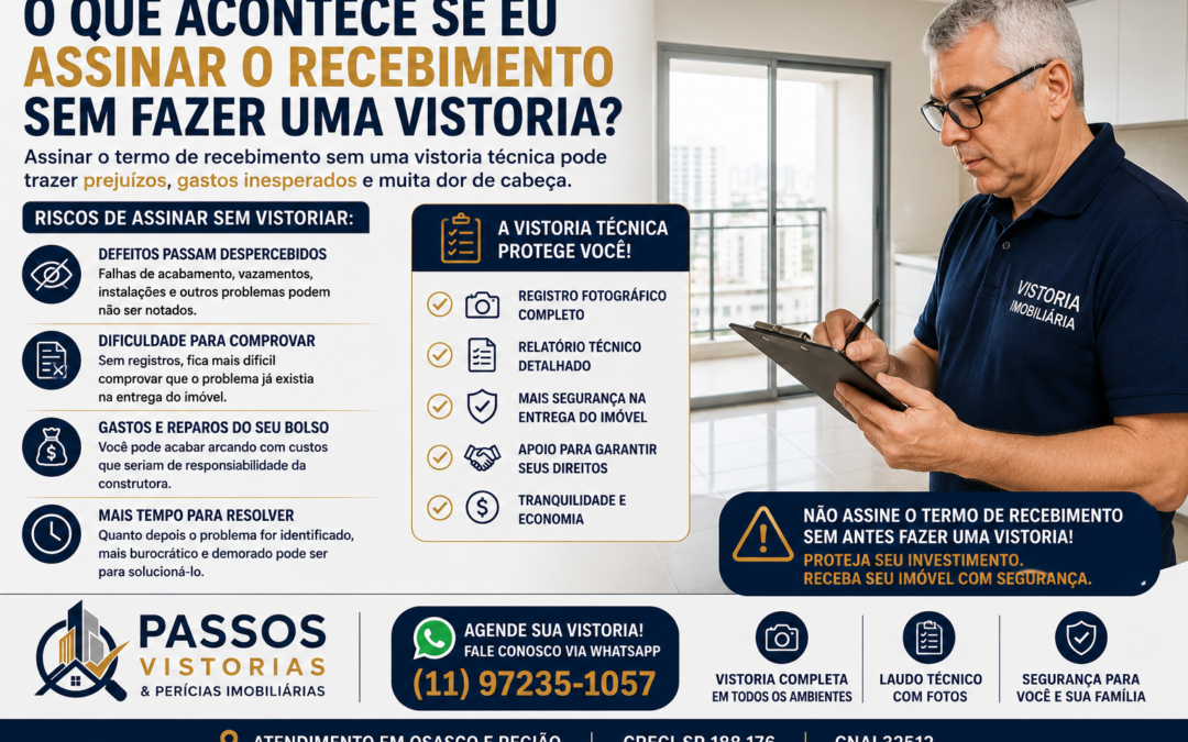 O que Acontece se Eu Assinar o Recebimento sem Fazer uma Vistoria?