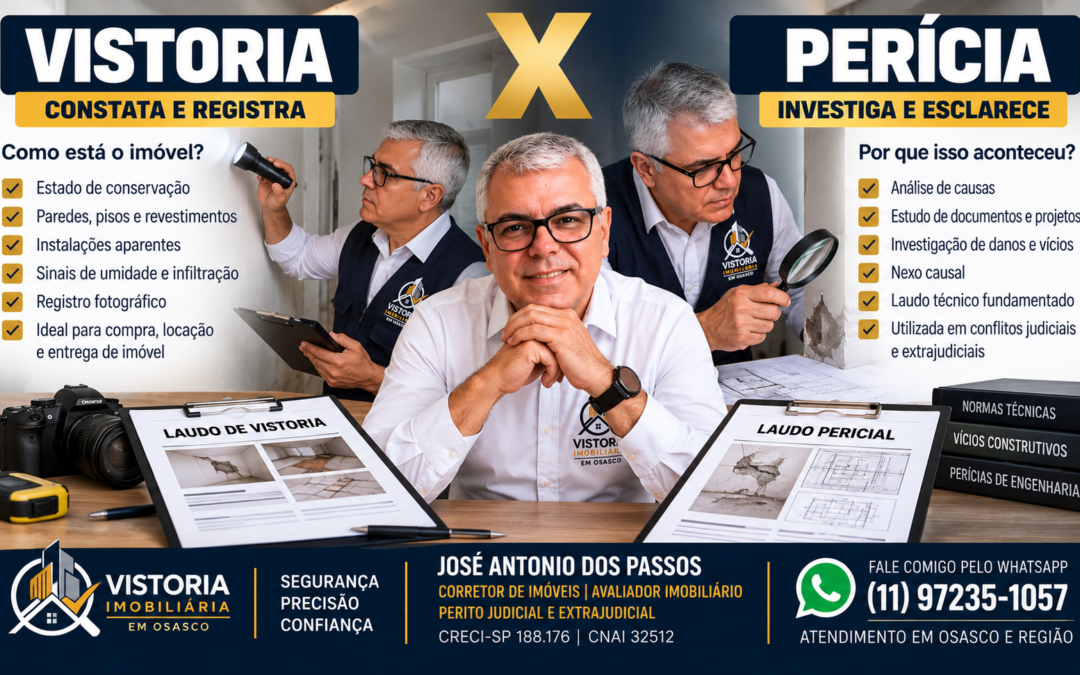 Vistoria x Perícia: qual a diferença e quando contratar cada uma?